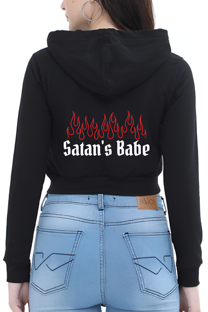 WOMENS SATANS BABE CROP HOODIE